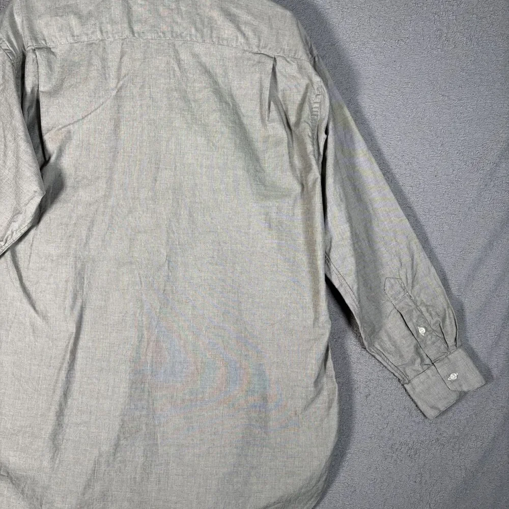 Gitman Brothers Shirt Men's Size 17 33 Button Up‎ Gray Check Plaid Made in USA